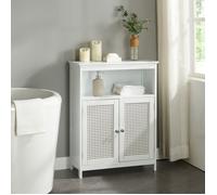 Armoire basse de salle de bain Karlsøy avec 2 portes MDF PVC 80 x 60 x 28 cm blanc