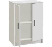 Armoire basse en bois de 2 portes, blanc - Dim : H80 x L59 x P37 cm -PEGANE- blanc