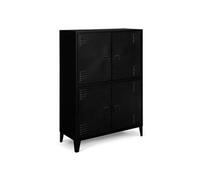IDMarket – Armoire basse Ester – 4 portes, métal, design industriel – Noir