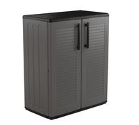 Armoire basse en plastique 2 portes 1 étagère réglable gris mobilier d'extérieur