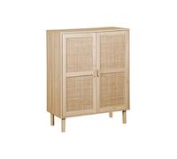 Armoire basse, placard en décor pin coloris naturel - Longueur 80 x profondeur 40 x hauteur 110 cm - -