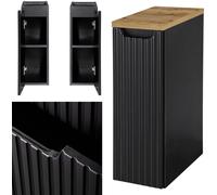 Armoire basse 'Skelbolu' avec une porte 20 x 60 x 40 cm rainurée noir / imitation chêne