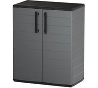 Armoire basse - TOOD - 2 portes + 1 étagère en polypropylène - 68 x 37 x H.84 cm - Gris