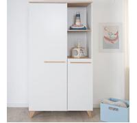 Armoire 2 portes battantes 2 niches leon blanc - chêne othello TU