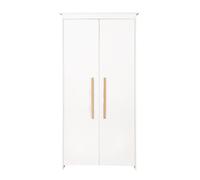 Armoire Bébé 2 Portes ROBA - Lilo - Armoire de Rangement à 3 Compartiments et Penderie - Blanc - Poignées en Bois Massif
