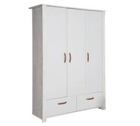 roba Armoire Enfant "Mila" à 3 Portes - 2 Tiroirs - Garde-Robe avec Penderie et 4 Étagères - Gris Clair/Chêne Blanchi