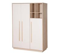 Armoire Bébé 3 Portes ROBA - Elva - 2 Penderies 4 Niches - Cachemire - Effet Noyer