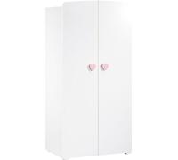 Armoire bébé Basic - MDF - Blanc - 2 portes - Bouton coeur rose - 85 x 175 x 56 cm - BABY PRICE