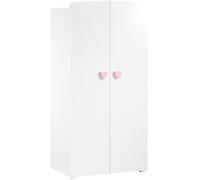 Armoire bébé Basic - MDF - Blanc - 2 portes - Bouton cœur rose - 85 x 175 x 56 cm - BABY PRICE