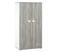 Armoire bébé Smile ours - Chene silex - Blanche - 2 portes - 168x85x57cm - Babyprice