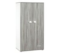 Armoire bébé Smile ours - Chêne silex - Blanche - 2 portes - 168x85x57cm - Babyprice
