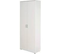 Armoire Blanc avec 5 etageres et 2 Portes, Dim : L70 x P34 x H189 cm -PEGANE- blanc G