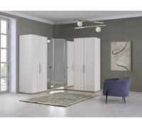 Armoire Blanc Bois Miroir 7 Portes Grande Armoire JVmoebel