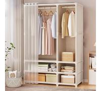 Armoire blanche à double rangée pour chambre à coucher, assemblage facile, design indépendant, solution de rangement compacte - parfaite pour les petits espaces.