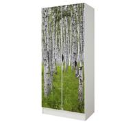 Armoire blanche deux portes Roma motif Forêt de bouleaux