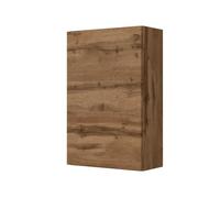 Armoire Brama en chêne wotan, composée d'une porte et de 2 étagères, en panneaux de particules mélaminés et une façade en MDF mat.