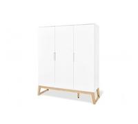 Pinolino Armoire Bridge Grande Semi Poli Fin Mdf Uni Laqu Blanc Et Massif Frne Laqu Clair