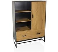Armoire / Buffet AMIO H 100x40x140 cm 2 tiroirs 1 porte noir/chêne hjh LIVING Noir/Chêne G