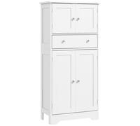 Armoire buffet cuisine - 4 portes, étagère, tiroir - dim. 60 x 30 x 128 cm - blanc