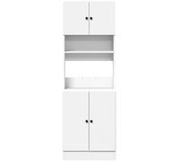 Armoire buffet de cuisine avec 2 plans de travail et 2 tiroirs, meuble buffet, vitrine blanche, 60 x 50 x 180 cm, matériau dérivé du bois, grand espace de rangement, cuisine, salon, salle à manger
