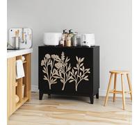 Armoire buffet vintage de 80 cm avec meubles sculptés - Buffet décoratif avec 2 portes et étagères réglables - Armoire décorative en bois avec espace de rangement pour salon, cuisine, salle à manger