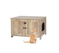 Armoire cache-litière Relaxdays, serrure, cloison, entrée, H x L x P 46 x 78,5 x 44,5 cm, marron