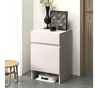 Armoire Cachée en Bois pour Aspirateur Robot avec Porte Et Tiroir, Support Multifonction pour Robot Aspirateur, Étagère Pratique pour Maison(Gray)