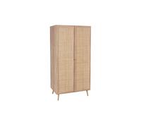 sweeek - Armoire cannage et Effet Bois 2 Portes avec étagère et Tringle - Hauteur 179.5cm