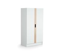 AT4 - Armoire enfant 2 portes Carrousel en bois Blanc et Hêtre Verni 96 x 51 x 176 cm Blanc et Hêtre Verni - Taille unique