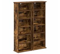 Armoire CD 2 Pièces Chêne Fumé 60 x 17 x 92 cm Bois d'Ingénierie | Étagères réglables, fixation murale incluse, design moderne, entretien facile, rangement pour CD DVD livres