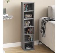 Armoire CD en bois d'ingénierie, 21 x 20 x 88 cm, finition gris béton, solution de rangement durable pour organiser les médias et les essentiels
