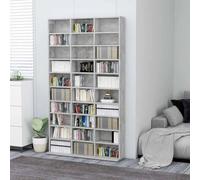 Armoire CD, gris béton, en matériau dérivé du bois, 102 x 16 x 177,5 cm, avec 30 compartiments ouverts, peu encombrante et robuste, pour le salon, le bureau, le rangement et l'organisation home cinéma