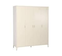 Armoire chambre dressing industriel métal beige 4 portes. 10 étagères. 1 penderie