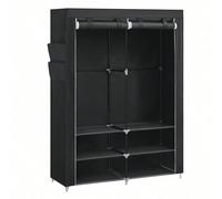 SONGMICS Armoire Chambre en Tissu, Porte-vêtements, Penderie, 45 x 127 x 176 cm cm, 2 Compartiments de Suspension, abvec Étagères, 4 Pochettes, Grande Capacité, Chambre, Salon, Noir RYG008B02