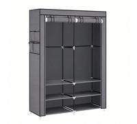 Armoire Chambre en tissu, Porte-vêtements, Penderie, 45 x 127 x 176 cm cm, 2 compartiments de suspension, abvec Étagères, 4 Pochettes, Gris