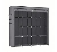 Armoire Chambre En Tissu, Porte-Vêtements, Penderie, 45 X 170 X 167 Cm, 4 Compartiments De Suspension, Abvec Étagères, 4 Pochettes, Gris Gris