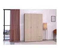 Armoire chambre PARISOT VARIA 6521A3PT 3 portes battantes 2 tiroirs chêne blanc Blanc avec décor chêne G