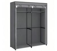 Armoire Chambre, Penderie avec 2 Tringles, Porte-vêtements, Housse en tissu, Porte-Manteau, Pliable, pour chambre, 43 x 140 x 174 cm, Gris