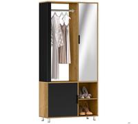 Armoire chambre penderie - HOMCOM - miroir, compartiments ouverts, placard et tringle de suspension - 80 x 30 x 170 cm - naturel