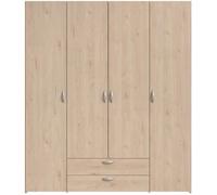 Armoire chambre VARIA - Décor chêne - 4 portes battantes + 2 tiroirs - L 159,9 cm x P 51,3 cm x H 185 cm