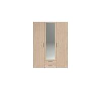 Armoire 3 Portes 1 Miroir 2 Tiroirs Effet Bois Marron