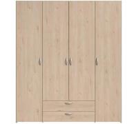 Armoire Chambre Varia - Panneaux De Particules - Décor Chene Et Blanc - 4 Portes + 2 Tiroirs - L 159,9 Cm X P 51,3 Cm X H 185 C