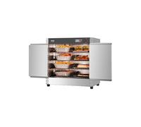 VEVOR Armoire Chauffante à 4 Niveaux, Étuve Traiteur avec Bac à Eau, Chauffe Assiettes en Acier Inoxydable, Double Porte et Étagères Réglables, pour Pizza Poulet Restaurant Cantine Cafétéria Argenté