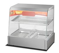 Armoire chauffante commerciale avec éclairage intégré, design à 2 niveaux, contrôle de la température pour buffet, restaurants et plats chauds