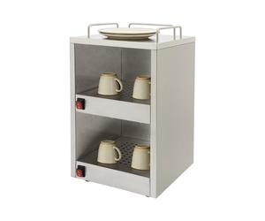 Armoire chauffante en acier inoxydable à 2 parties, 140 W, chauffe-tasses, avec 2 compartiments chauffants indépendants, armoire de maintien au chaud à double couche, pour tasses et assiettes, pour la