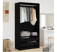 vidaXL Armoire Chêne noir 100×50×200 cm – Bois d'ingénierie, moderne, 2 tiroirs