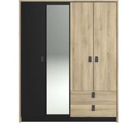 Armoire - Chêne / Noir - 4 portes 2 tiroirs - 162 x 52,1 x 199,2 cm - PARISOT