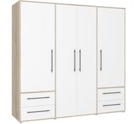Armoire de chambre - MOKKARIS - Chene Sonoma / Blanc mat - 4 portes - 205,9 x 58,8 x 200,1 cm Blanc G