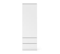 MAJA Armoire multi-usages 60 cm avec tiroirs, étagère étroite pour salon et bureau, rangement moderne avec porte, design minimaliste, panneau stratifié de qualité supérieure (blanc mat)