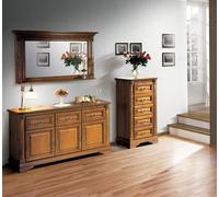 Armoire Commode Miroir Matériau Bois Set classique 3pcs Marron Campagne